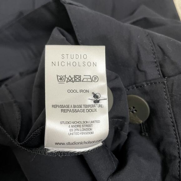 Studio Nicholson Sparke Pants Womens 0 / US 4 Blue Wide Leg Ankle Pleated - Picture 8 of 11